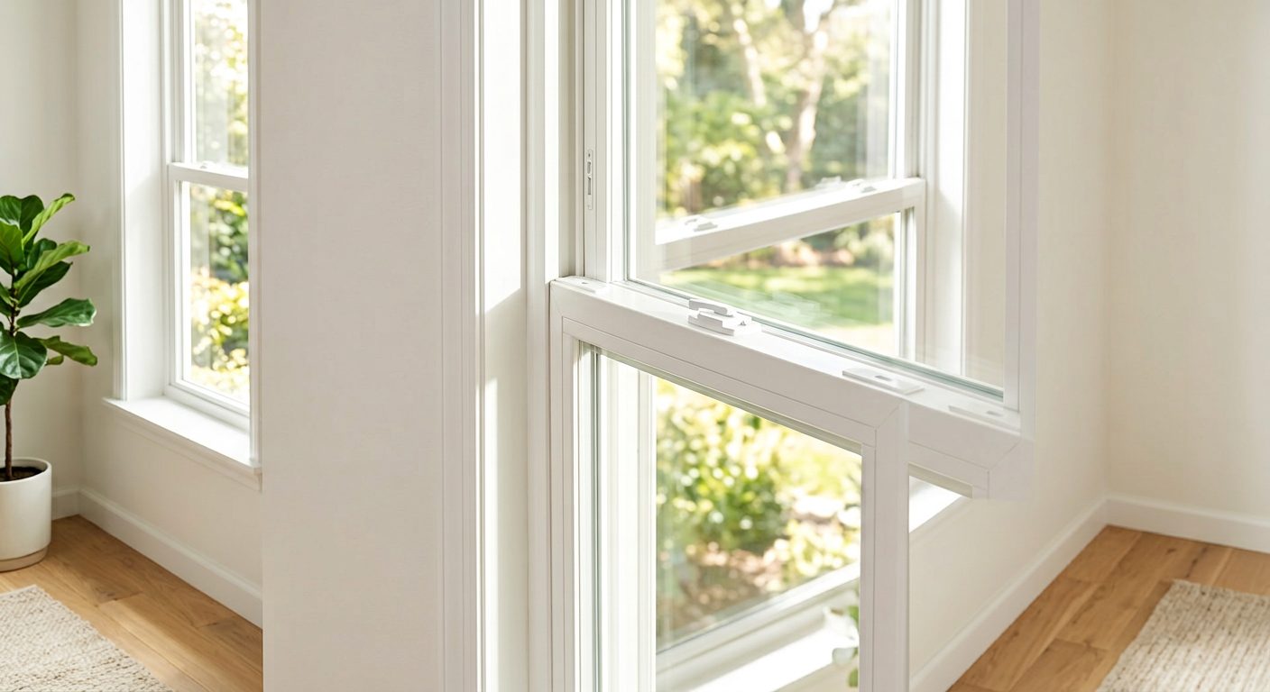 New energy efficient replacement window in a bright room